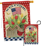 Patriotic Flowers - Patriotic Americana Vertical Impressions Decorative Flags HG111062 Made In USA