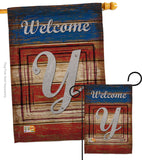 Patriotic Y Initial - Patriotic Americana Vertical Impressions Decorative Flags HG130129 Made In USA