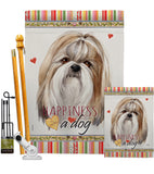 Shih Tzu Happiness - Pets Nature Vertical Impressions Decorative Flags HG110218 Made In USA