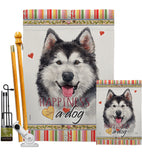 Siberian Husky Happiness - Pets Nature Vertical Impressions Decorative Flags HG110223 Made In USA