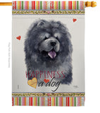 Black Chow Chow Happiness - Pets Nature Vertical Impressions Decorative Flags HG110156 Made In USA