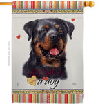 Rottweiler Happiness - Pets Nature Vertical Impressions Decorative Flags HG110214 Made In USA