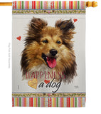 Shetland Sheepdog Happiness - Pets Nature Vertical Impressions Decorative Flags HG110216 Made In USA