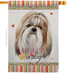 Shih Tzu Happiness - Pets Nature Vertical Impressions Decorative Flags HG110218 Made In USA