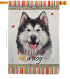 Siberian Husky Happiness - Pets Nature Vertical Impressions Decorative Flags HG110223 Made In USA