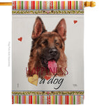 Red German Shepherd Happiness - Pets Nature Vertical Impressions Decorative Flags HG110253 Made In USA