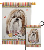 Shih Tzu Happiness - Pets Nature Vertical Impressions Decorative Flags HG110218 Made In USA