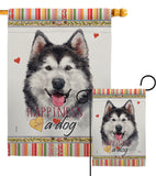 Siberian Husky Happiness - Pets Nature Vertical Impressions Decorative Flags HG110223 Made In USA