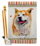 Akita Happiness - Pets Nature Vertical Impressions Decorative Flags HG110141 Made In USA