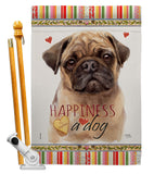 Fawn Pug Happiness - Pets Nature Vertical Impressions Decorative Flags HG110266 Made In USA