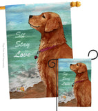 Golden Stay Love - Pets Nature Vertical Impressions Decorative Flags HG110084 Made In USA