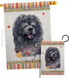 Black Chow Chow Happiness - Pets Nature Vertical Impressions Decorative Flags HG110156 Made In USA