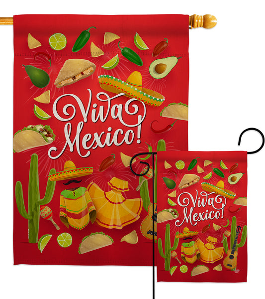 Viva Mexico - Southwest Country & Primitive Vertical Impressions Decorative Flags HG192321 Made In USA