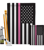 US Thin Pink Line - Support Inspirational Vertical Impressions Decorative Flags HG148055 Made In USA