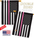 US Thin Pink Line - Support Inspirational Vertical Impressions Decorative Flags HG148055 Made In USA