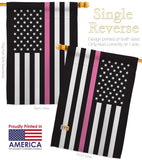 US Thin Pink Line - Support Inspirational Vertical Impressions Decorative Flags HG148055 Made In USA