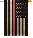 US Thin Pink Line - Support Inspirational Vertical Impressions Decorative Flags HG148055 Made In USA