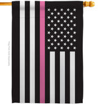 US Thin Pink Line - Support Inspirational Vertical Impressions Decorative Flags HG148055 Made In USA