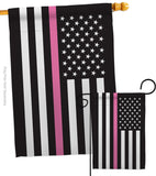 US Thin Pink Line - Support Inspirational Vertical Impressions Decorative Flags HG148055 Made In USA