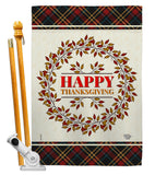 Thanksgiving Wreath - Thanksgiving Fall Vertical Impressions Decorative Flags HG192257 Made In USA