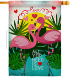 Flamingo Lover - Valentines Spring Vertical Impressions Decorative Flags HG101063 Made In USA