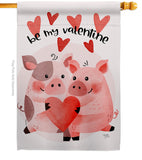 Valentines Piggy - Valentines Spring Vertical Impressions Decorative Flags HG101070 Made In USA