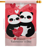 Panda With Love - Valentines Spring Vertical Impressions Decorative Flags HG101074 Made In USA