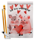 Valentines Piggy - Valentines Spring Vertical Impressions Decorative Flags HG101070 Made In USA