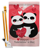 Panda With Love - Valentines Spring Vertical Impressions Decorative Flags HG101074 Made In USA