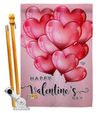 Happy Love Balloons - Valentines Spring Vertical Impressions Decorative Flags HG192150 Made In USA