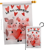 Valentines Piggy - Valentines Spring Vertical Impressions Decorative Flags HG101070 Made In USA