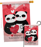 Panda With Love - Valentines Spring Vertical Impressions Decorative Flags HG101074 Made In USA